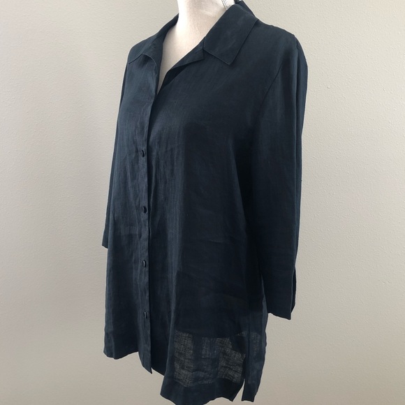 Nordstrom Tops - Nordstrom Black 100% Linen Button Down Shirt